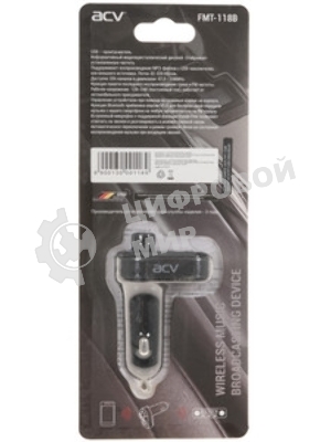 Автомобильный FM-модулятор ACV FMT-118B черный MicroSD BT USB (37399)