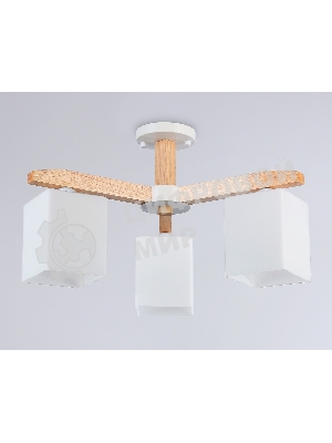 Светильник Ambrella light TR83115/3 WH/LW белый/светлое дерево E27/3 max 40W D580*320