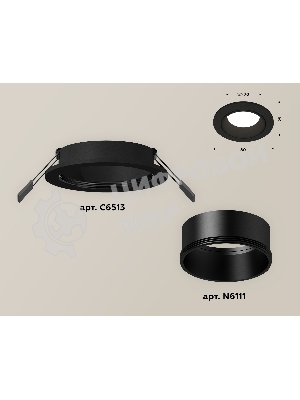 Комплект встраиваемого светильника Ambrella light XC6513002 SBK черный песок MR16 GU5.3 (C6513, N6111)