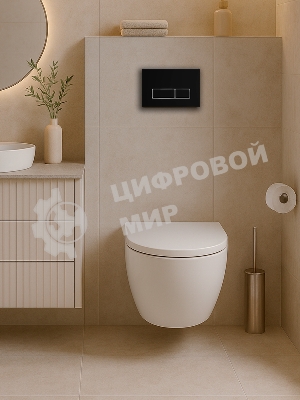 Инсталляция с унитазом комплект BAU PRO 6 в 1: унитаз подвесной безободковый торнадо Bau Hotel 53х36, быстросъемное сиденье микролифт, кнопка смыва BAU Pulse, черная матовая/хром