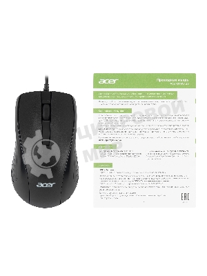 Мышь проводная Acer OMW136 черный, 1200 dpi, USB, кнопки - 3