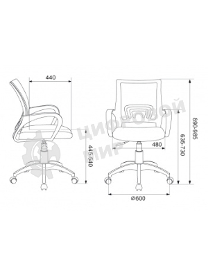 Кресло Бюрократ CH-695NLT темно-серый/черный, сетка/ткань, 120 кг, механизм качания