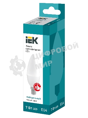 Лампа светодиодная IEK LLE-C35-7-230-40-E14 ECO C35 свеча 7Вт 230В 4000К E14