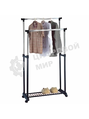 Вешалка напольная Рыжий кот GR-03A (2 перекладины, с сеткой внизу), размер: 75x42x90-160 см