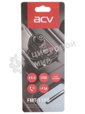 Автомобильный FM-модулятор ACV FMT-118B черный MicroSD BT USB (37399)