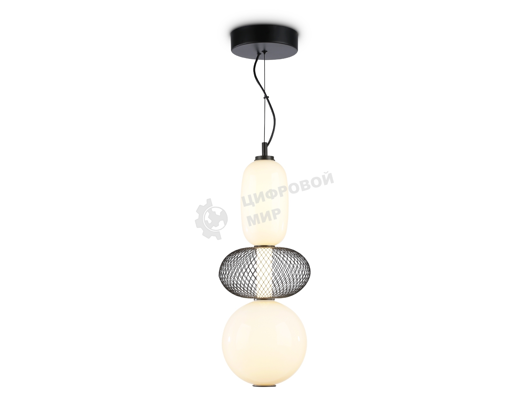 Подвесной светодиодный светильник Ambrella light LH11008 BK/FR черный/белый матовый 24W 3000K D220*570