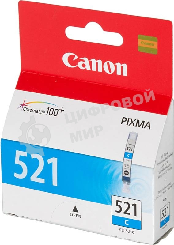 Картридж струйный CLI-521C (2934B004) голубой (535 стр.) для Canon Pixma iP3600, 4600, MP540,MP620, MP630, MP980