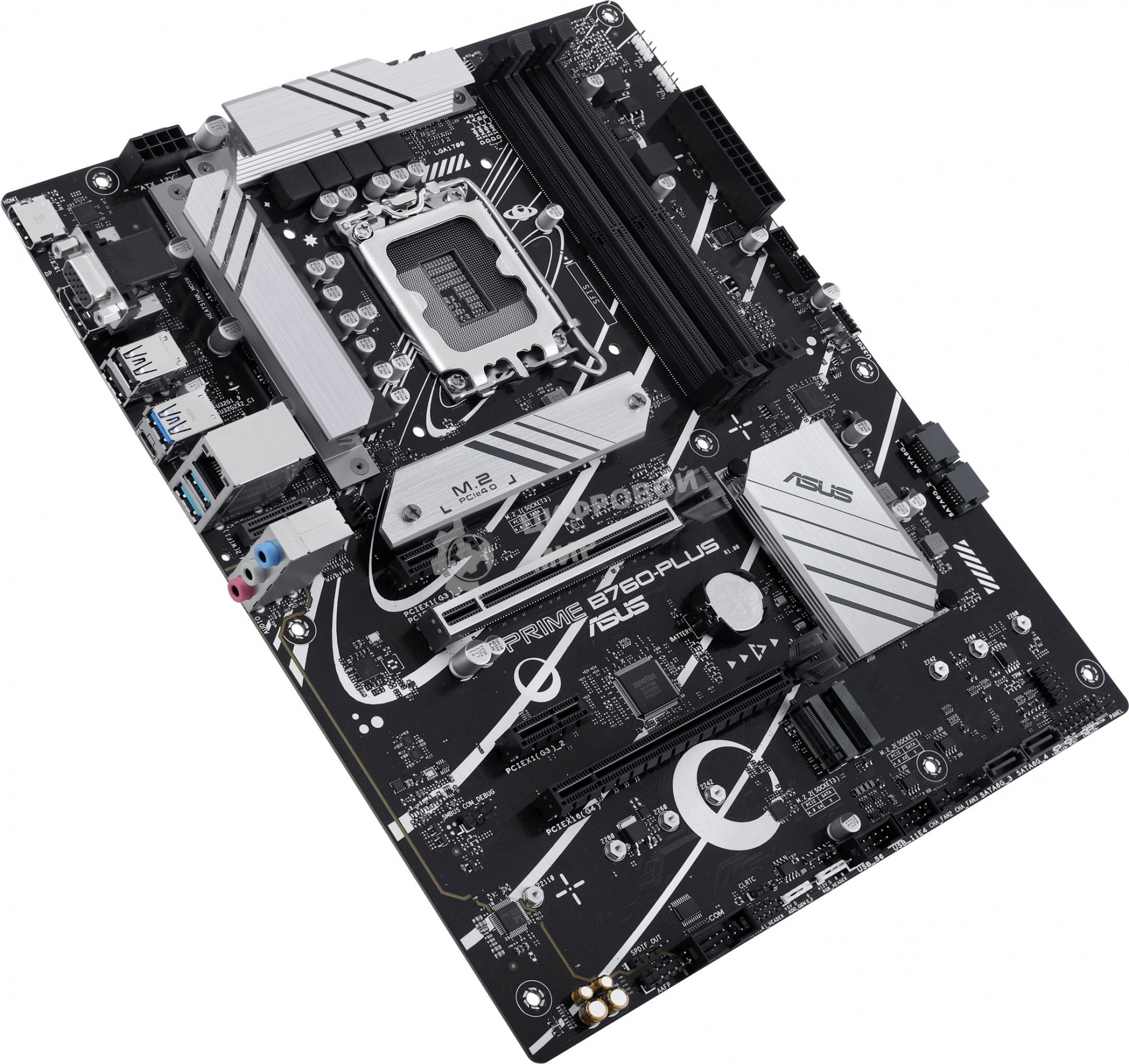 Материнская плата ASUS PRIME B760-PLUS, LGA 1700, Intel B760, 4xDDR5, 4xSATA, 3xM.2, 1xPCIe 4.0 x4, 1xPCIe 5.0 x16, 2xPCIe x1, 1xDP, 1xHDMI, 1xVGA, 2xUSB-A 3.2 Gen 2, 1xUSB-C 3.2 Gen 2x2, 1x 2.5Gb LAN, 3x3.5 мм, 7.1, ATX