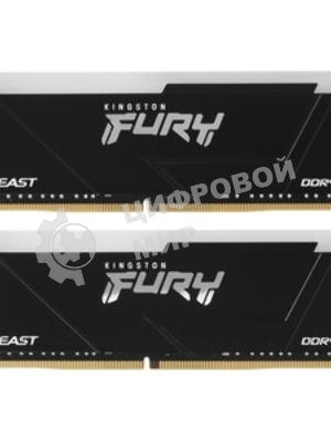 Оперативная память Kingston Fury Beast, DDR4, 16GB (1x16GB), 3200MHz, CL16, DIMM, с радиатором, черный