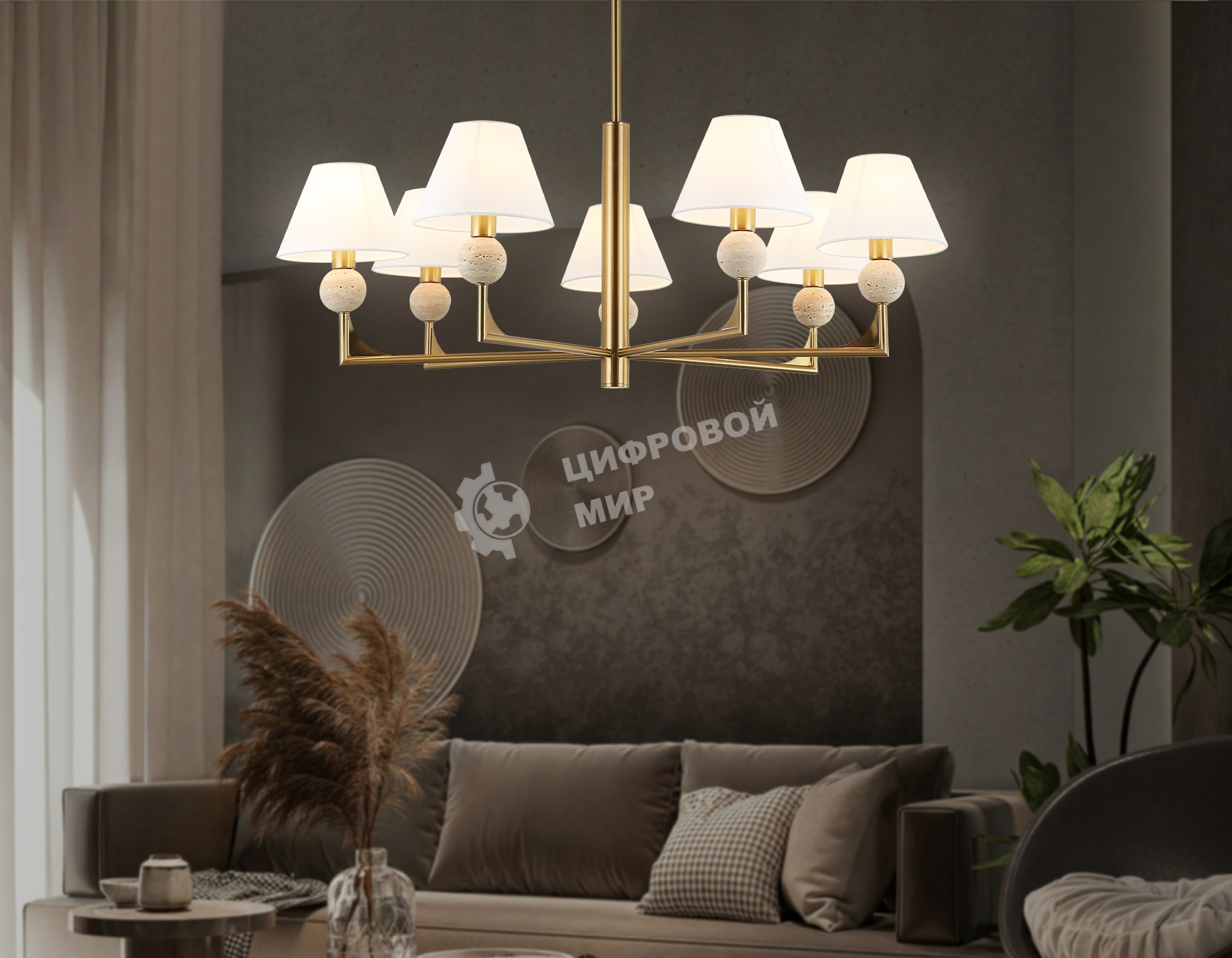 Люстра Ambrella light LH75162/7 BS/FR латунь/белый матовый E14*7 max 40W D890*580