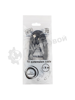 Кабель телевизионный Cablexpert Coaxial M/F, 1.8м