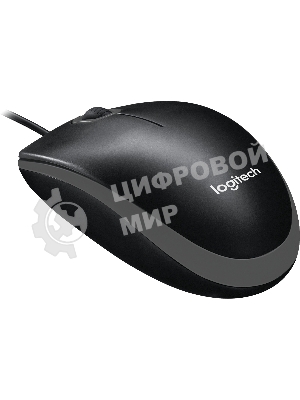 Мышь проводная Logitech B100 черный, 1000 dpi, USB, кнопки - 3