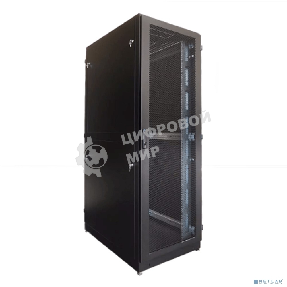 Шкаф телекоммуникационный напольный 42U (800 × 1000) дверь перф, задние двойные перф. черный