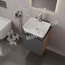 Тумба Bau Dream Blackwood 50 графит, раковина BAU Cerama 48х37 белая, смеситель Hotel Still, нерж. сталь, выпуск клик клак, хром