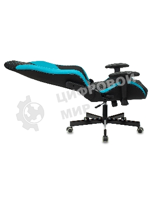 Кресло Knight Neon черный/голубой, экокожа, 120 кг, механизм качания