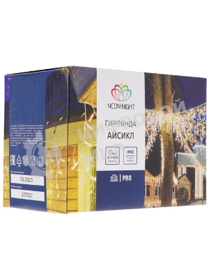 Гирлянда Neon-night Айсикл (Бахрома) светодиодная 5х0,7 м, с эффектом мерцания, 152 LED, белый провод каучук, теплое белое свечение