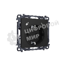 Комплект механизма электрической розетки 2USB С+C 20W с/з на винтовых зажимах 16A-250V ALFA Черный матовый QUANT (AP8105, VM165) MA810510