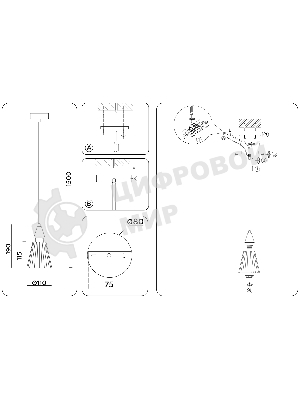 Светильник Ambrella light LH58111 BK/LW/SM черный/светлое дерево/дымчатый E14 max 40W D110*1500