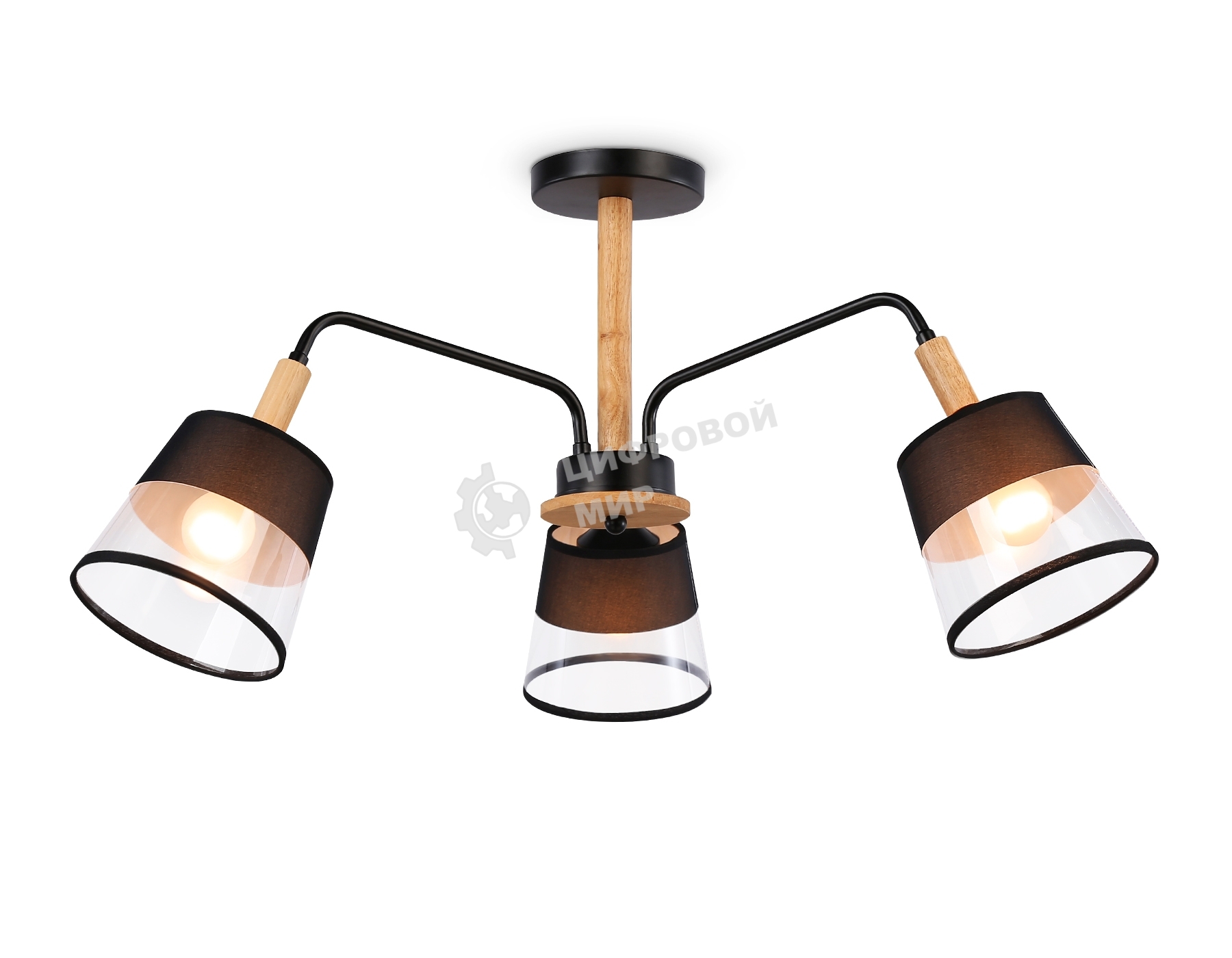 Светильник Ambrella light TR4740/3 BK/LW черный/светлое дерево E27/3 max 40W D760*350