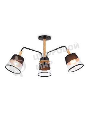 Светильник Ambrella light TR4740/3 BK/LW черный/светлое дерево E27/3 max 40W D760*350