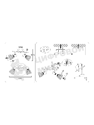 Светильник Ambrella light TR8660/2 BK/GD черный/золото E14/2 max 60W 330*100*170
