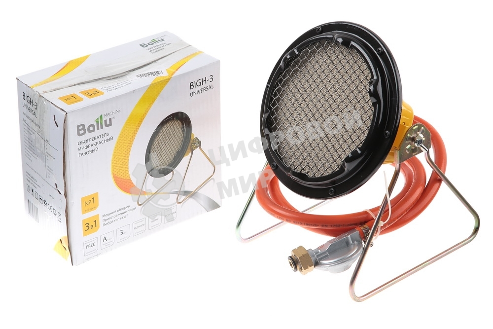 Обогреватель инфракрасный газовый Ballu BIGH-3 желтый, керамический, 3000 Вт, 30 м2