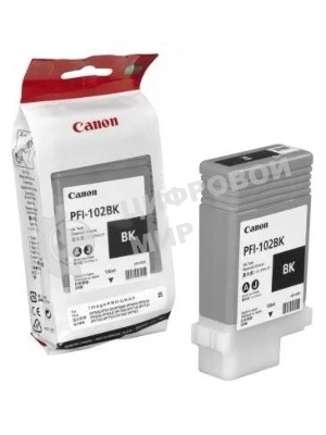 Картридж струйный Canon PFI-102Bk (0895B001) черный (130 мл.) для Canon iPF605, iPF610, iPF650, iPF655, iPF710, iPF750, iPF755, LP17, iPF510