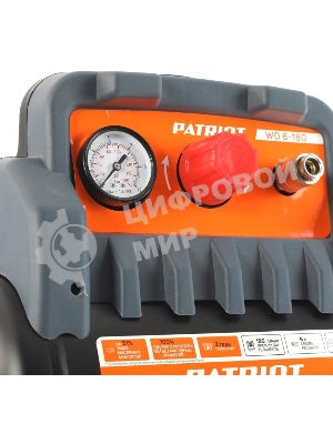 Компрессор поршневой Patriot WO 6-180 безмасляный 180л/мин 6л 1100Вт черный/оранжевый
