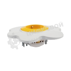 Розетка одноместная Kranz HAPPY Яичница скрытой установки, с заземлением и защитными шторками, желтая/белая