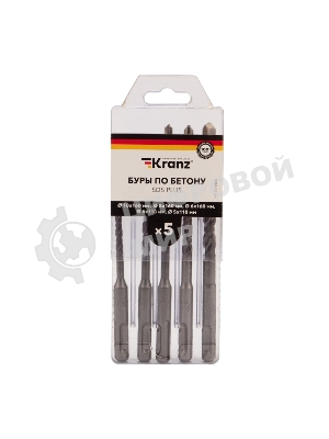 Набор буров по бетону Kranz 5-6х110, 6-8-10х160 мм, 5 шт., в пластиковой коробке SDS PLUS