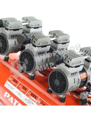 Компрессор поршневой безмасляный Patriot WO 100-440, 440 л/мин, 8 бар, 2500 Вт, 100 л, быстросъем и 