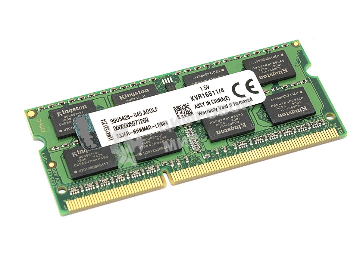 Оперативная память Kingston ValueRAM, DDR3, 4GB (1x4GB), 1600MHz, CL11, SO-DIMM