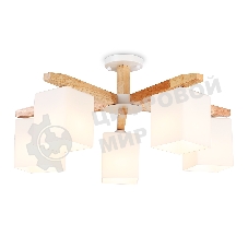 Светильник Ambrella light TR83118/5 WH/LW белый/светлое дерево E27/5 max 40W D700*325