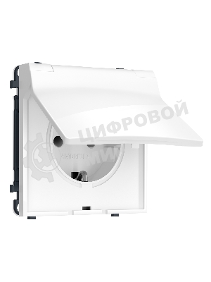 MS108010 Комплект механизма электрической розетки SIGMA Белый глянец 50Hz 2P+E с/з с/ш и крышкой IP44 16A-250V QUANT PRO (SP1080, PR141)