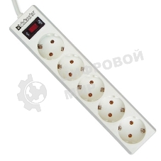 Сетевой фильтр Defender ES 99481 белый, 1.8 м, EURO, 5 розеток, 2200 Вт