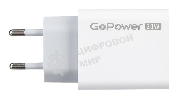 Сетевое зарядное устройство GOPOWER 1USB+1TYPE-C 20W QC3.0 00-00028401 WHITE