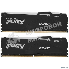 Оперативная память Kingston Fury Beast, DDR5, 16GB (2x8GB), 5200MHz, CL40, DIMM, с радиаторами, RGB, черный