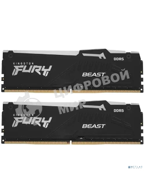 Оперативная память Kingston Fury Beast, DDR5, 16GB (2x8GB), 5200MHz, CL40, DIMM, с радиаторами, RGB, черный