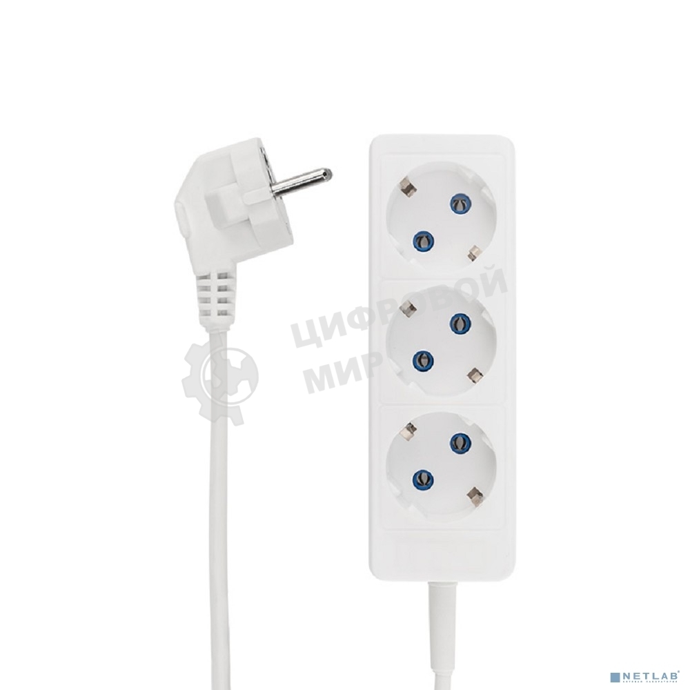 Удлинитель PROconnect 3 гнезда, 3 м, 3х0.75 мм², с/з, белый
