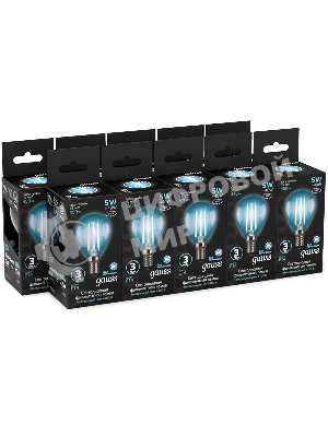 Лампа светодиодная филаментная Gauss Filament 5Вт цок.: E14 свеча 220B св. свеч. бел.нейт. (упак.: 10 шт)