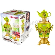 Электросамовар ЭЛИС ЭЛ-4023 (Мощность 2200 Вт, емкость, 4.0л, корпус из нерж. стали, съемный шнур, полированное покрытие корпуса, функция поддержания температурного режима, индикатор работы, дисковый нагреват. элемент, керамический заварной чайник 1.0л)