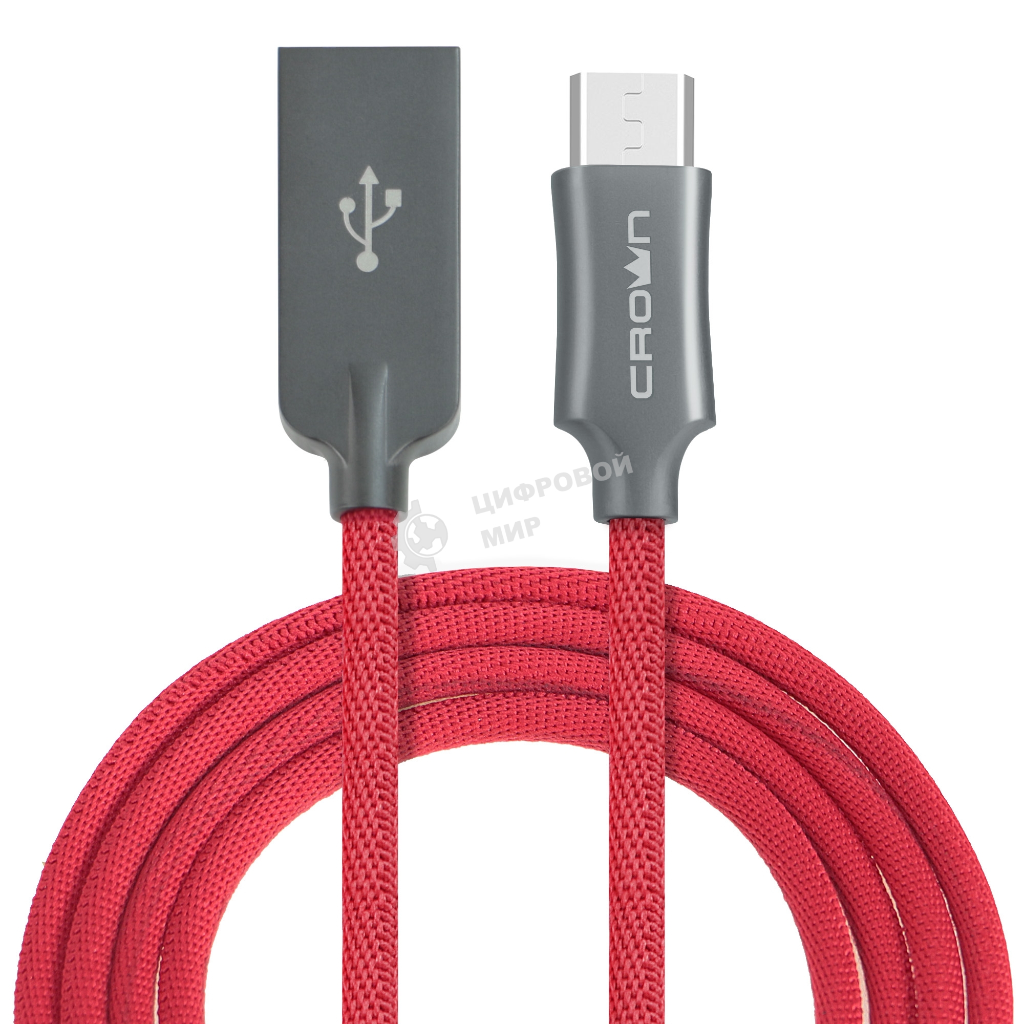 Кабель Crown USB - microUSB CMCU-3132M red