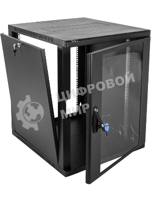 Шкаф ЦМО телекоммуникационный настенный сварной 12U (600 500) съемные стенки, дверь стекло, черный