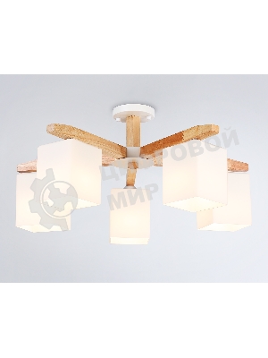 Светильник Ambrella light TR83118/5 WH/LW белый/светлое дерево E27/5 max 40W D700*325
