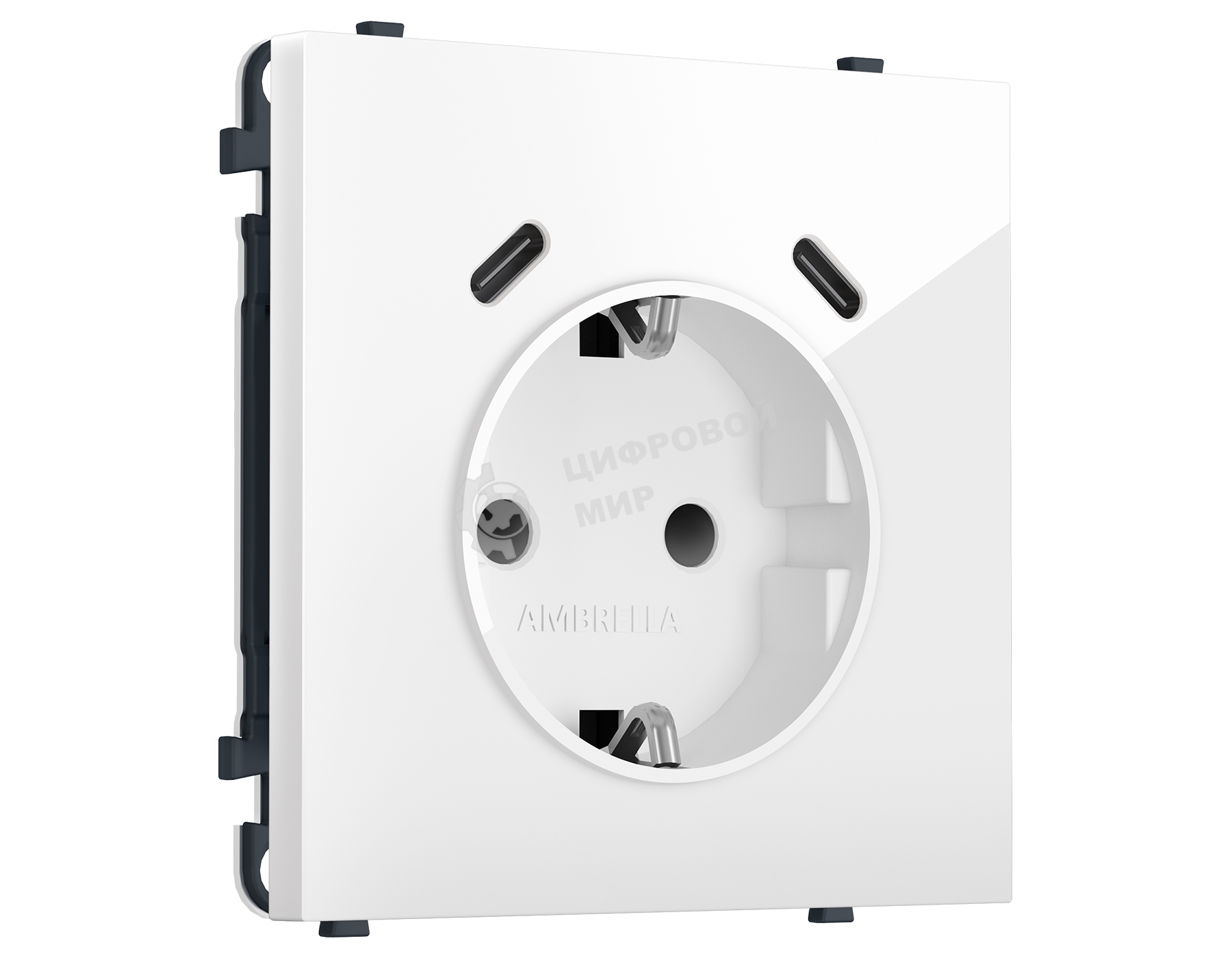 MS110510 Комплект механизма электрической розетки SIGMA Белый глянец 2USB С+C 20W (быст. зар.) с/з с/ш 16A-250V QUANT PRO (SP1105, PR165)