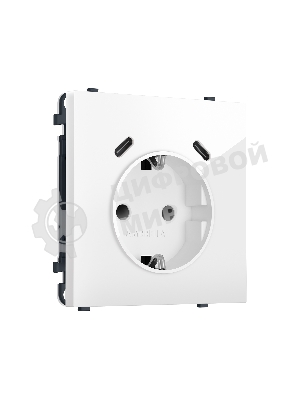 MS110510 Комплект механизма электрической розетки SIGMA Белый глянец 2USB С+C 20W (быст. зар.) с/з с/ш 16A-250V QUANT PRO (SP1105, PR165)