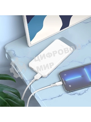 Портативный аккумулятор Hoco J100 High-ranking 10000mAh 2.1A 2xUSB-A белый (J100 HIGH-RANKING WHITE)
