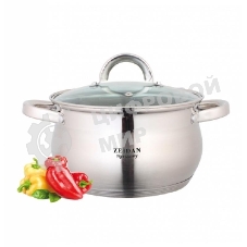 Кастрюля со стеклянной крышкой Zeidan Z-50237 2,1 л (д.16х10.5 см), нерж.сталь, внутренняя -зеркальная полировка, снаружи - комбинированная полировка, шкала литража, 5-ти слойное капсулир. дно, подарочная упаковка с пластиковой ручкой.