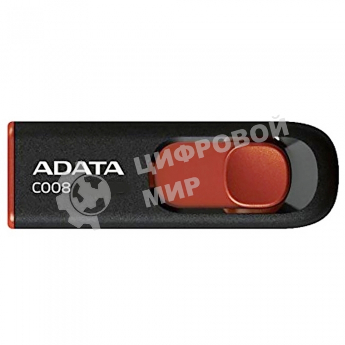 Флешка USB ADATA С008 (AC008-32G-RKD), 32Gb, USB 2.0, R/W 15/5, черный/красный