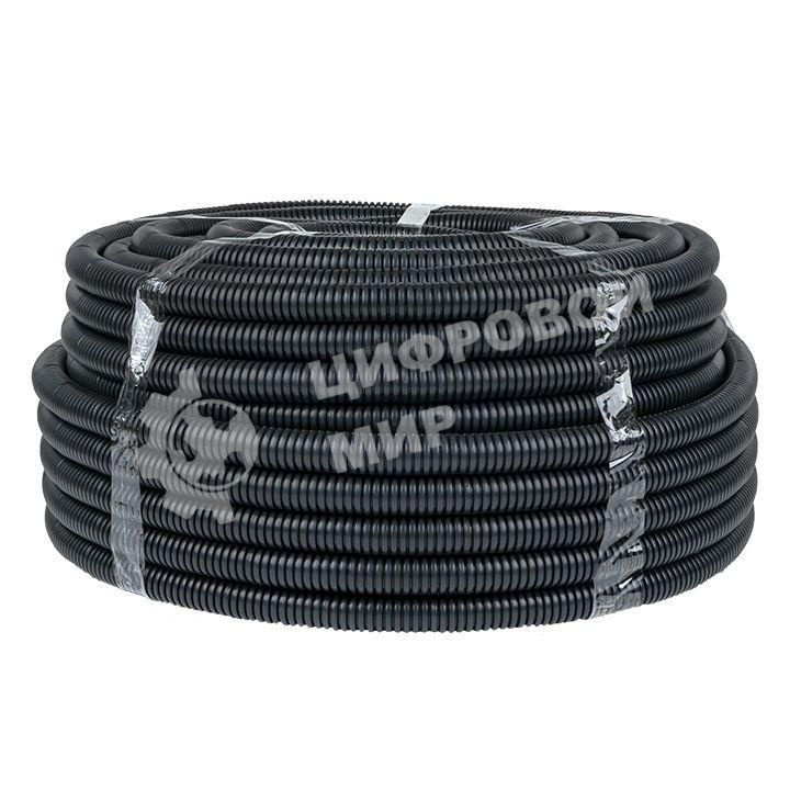Труба гофрированная FRHF d25мм с протяжкой черный (уп.75м) Plast PROxima EKF FRHF-25